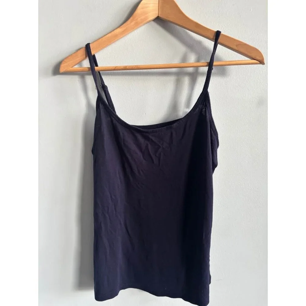 Soft Surroundings Ibiza Embroidered Sheer Tunic Blouse Navy Medium W/ Camisole